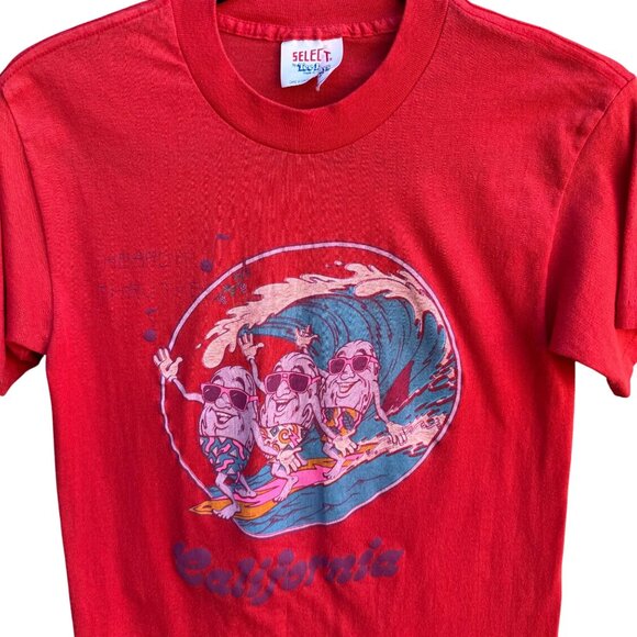 California Raisins Tee Jays Vintage Heard It Thru The Grapevine T-Shirt Red S - Picture 3 of 10